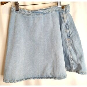 American Apparel Jeans Skater A Line Cheer Style Light Wash Denim Mini Skirt M